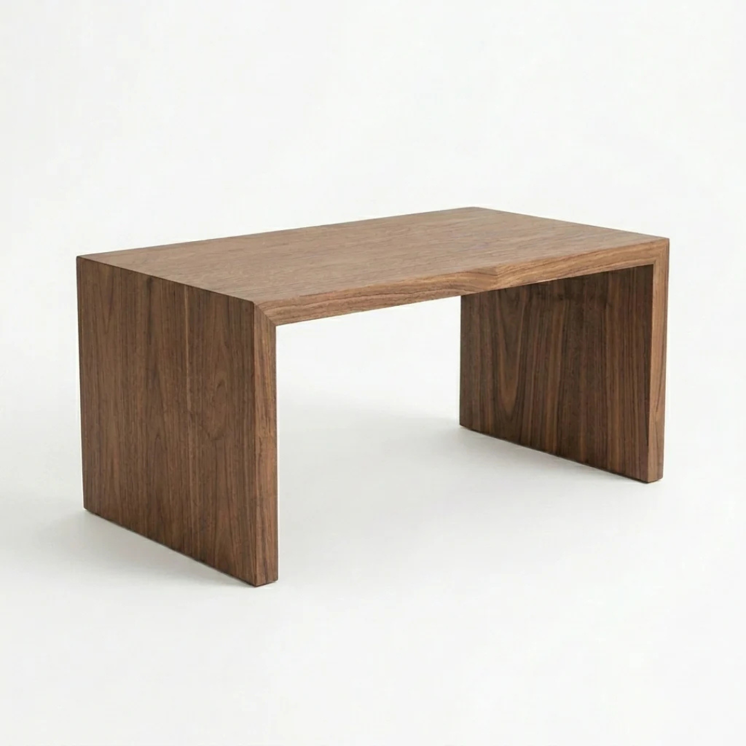 Banco Rectangular Pequeño de Tablero Chapado en Madera
