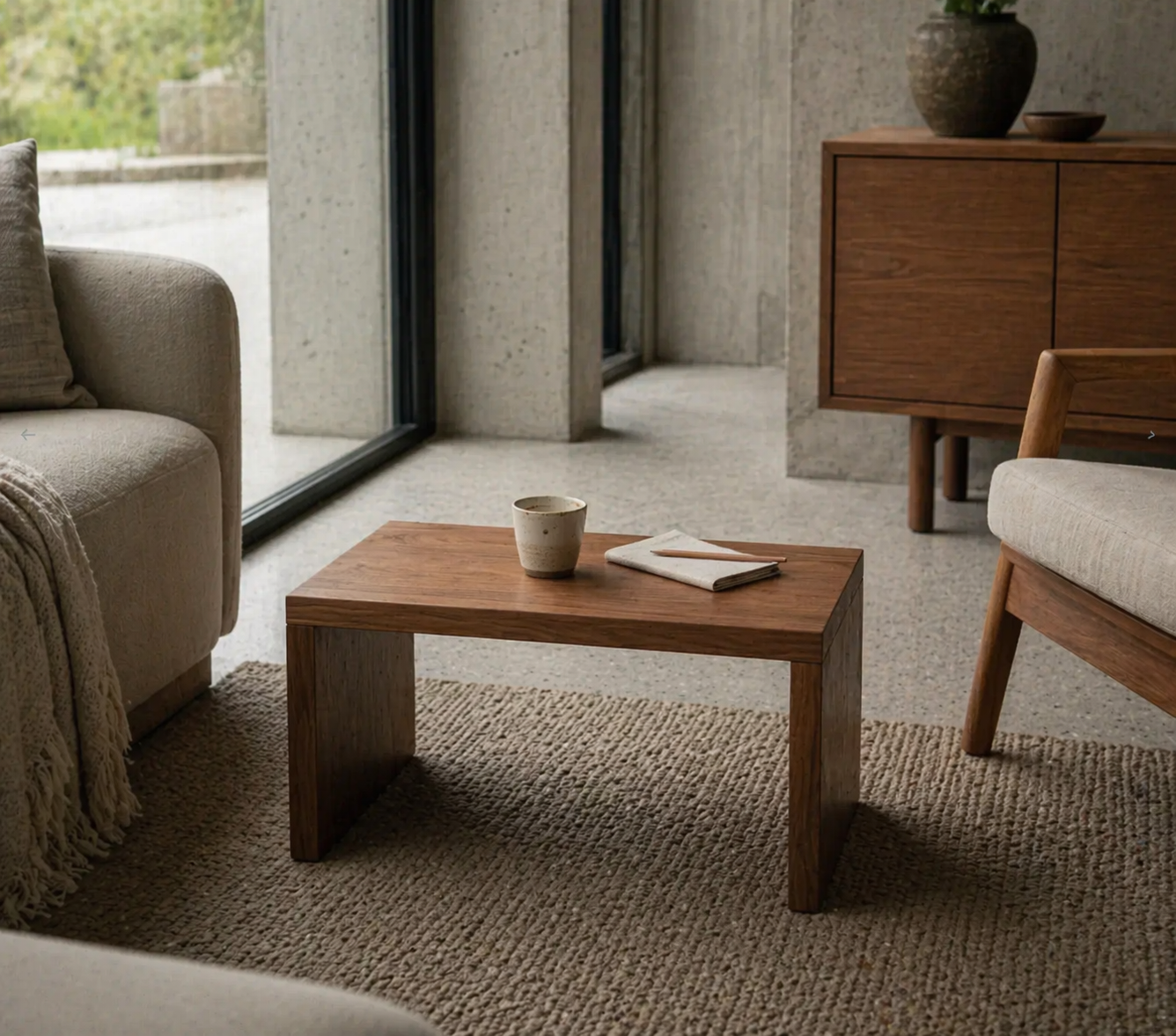 Banco Rectangular Pequeño de Tablero Chapado en Madera
